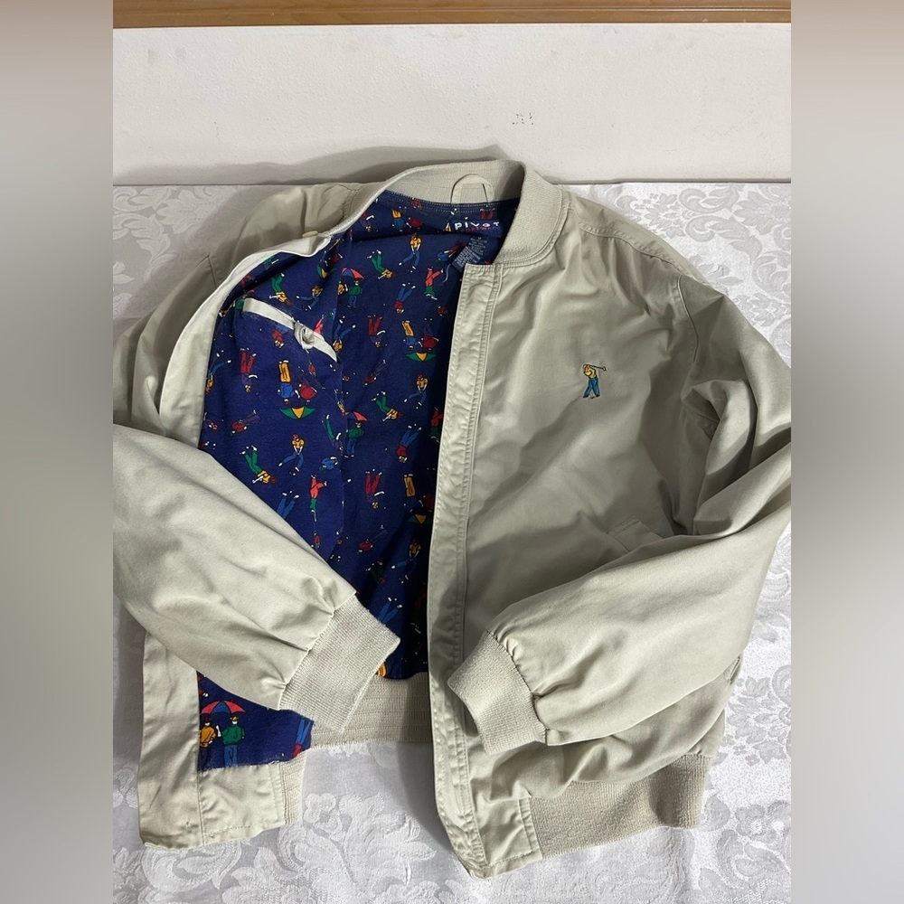 Vintage Pivot Sportswear 90’s Golf Jacket, All Over Print Lining (AOP) Mens Med.